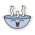 sticker of a cute cartoon bowl of hot soup Royalty Free Stock Photo