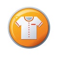 Illustrated T-shirt icon within a circular orange button with gradient and shiny effect Royalty Free Stock Photo