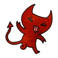 textured cartoon illustration of a kawaii cute demon Royalty Free Stock Photo