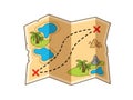 Illustrated treasure map isolated on white background Royalty Free Stock Photo