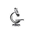 Illustrated vector microscope icon, medical equipment.