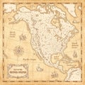 Illustrated Vintage North America Map Royalty Free Stock Photo