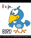 Illustrated vocabulary worksheet card with cartoon BIRD