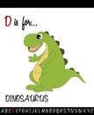 Illustrated vocabulary worksheet card with cartoon dinosaurus