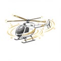 Illustrated White and Gold Helicopter with Rings Graphic Design on White Royalty Free Stock Photo