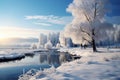 Illustrated winter scene showcases the beauty of nature in wintertime