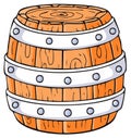 Illustrated wooden barrel featuring sturdy metal bands and rustic texture Royalty Free Stock Photo