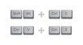 Keyboard shortcuts for copy, paste, and undo isolated on transparent background Royalty Free Stock Photo