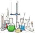Illustrates typical chemistry lab tools used for experiments Royalty Free Stock Photo