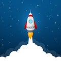 Rocket launch icon on blue sky background Royalty Free Stock Photo