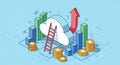 Cloud computing growth concept with stairs ladder coins and upward arrow Royalty Free Stock Photo