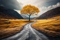The impact of climate change, featuring a solitary tree standing on parched, dry land. AI Generated Illustration. Royalty Free Stock Photo