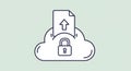 Secure Data Upload to Cloud Storage - Line Art Icon Royalty Free Stock Photo