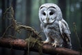 illustratio of a snowy owl in the forest. Generative AI