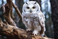 illustratio of a snowy owl in the forest. Generative AI