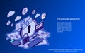 Financial security, online banking, money protection vector concept Royalty Free Stock Photo