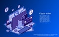 Digital wallet, virtual money vector concept
