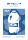 Dairy milk product. Banners with cow pattern