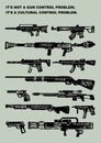 Isolated assult rifles, sniper rifles, shotguns, handguns, machine guns, historical guns and other. Royalty Free Stock Photo