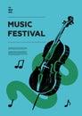 Double bass, contrabass, counterbass. Music festival poster Royalty Free Stock Photo