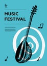 Baglama, saz, folk. Music festival poster.