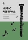 clarinet, clarionet. Music festival poster. Royalty Free Stock Photo