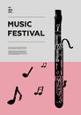Bassoon, fagotto. Music festival poster. Royalty Free Stock Photo