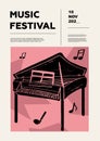 Spinet. Music festival poster. Keyboard music