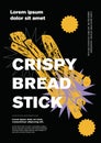 Fast food, crispy bread stick. Price tag or poster design.