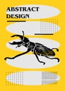 Stag beetle. Set of vector posters with insects. Royalty Free Stock Photo