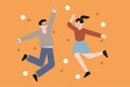 Couple of happy people dancing and jumping Royalty Free Stock Photo