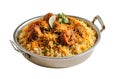 Traditional Pakistani Biryani Isolated on White Background. Generative AI