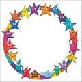 Cartoon star action smile circle frame