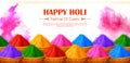 Happy Holi background card design for color festival of India celebration greetings