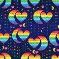 Half moon love rainbow glitter star seamless pattern