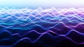 Illustration of abstract digital waveform of glowing particles in blue and purple Royalty Free Stock Photo