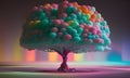 Illustration of abstract, fairytale tree with fluffy colourful canopy
