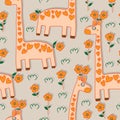 Giraffe flower seamless pattern