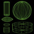 illustration of an abstract globe. A set of dynamic geometric elements in the form of a 3D digital technological grid, vector. Royalty Free Stock Photo