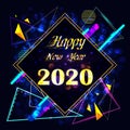 Abstract glossy background for Happy New Year 2020 greeting disco party celebration banner template
