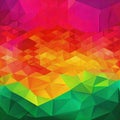 Illustration of abstract Green, Orange, Pink, Red, Yellow horizontal low poly background Royalty Free Stock Photo