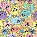 Monster three eyes good bad seamless pattern Royalty Free Stock Photo