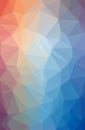Illustration of abstract low poly blue, orange and red vertical background. Royalty Free Stock Photo