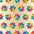 Rainbow windmill symmetry seamless pattern Royalty Free Stock Photo