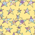 Star smile triangle pose seamless pattern