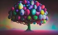 Illustration of abstract tree with colourful eggs crown Royalty Free Stock Photo