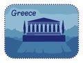 Illustration with acropolis of Athens in Greece