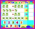 Additional game frog cartoon, math educational game for children