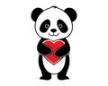 cute baby panda holding a heart vector illustration, valentine t shirt, couple gift, love panda heart