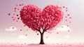 Tree of pink hearts full of love. Cute adorable tree filled with heart leaves background Royalty Free Stock Photo